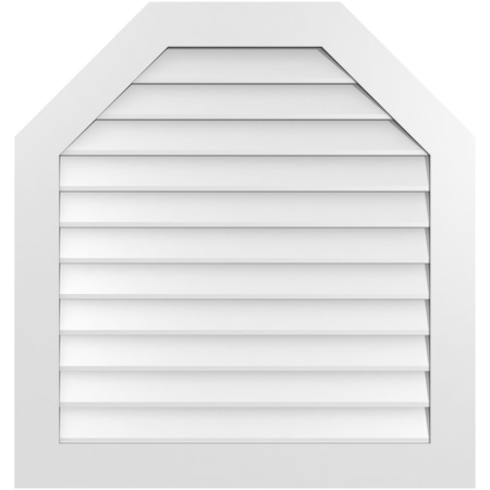 Ekena Millwork Octagonal Top Surface Mount PVC Gable Vent w/ 3-1/2"W x 1"P Standard Frame, 36"W x 38"H GVPOT36X3801SN